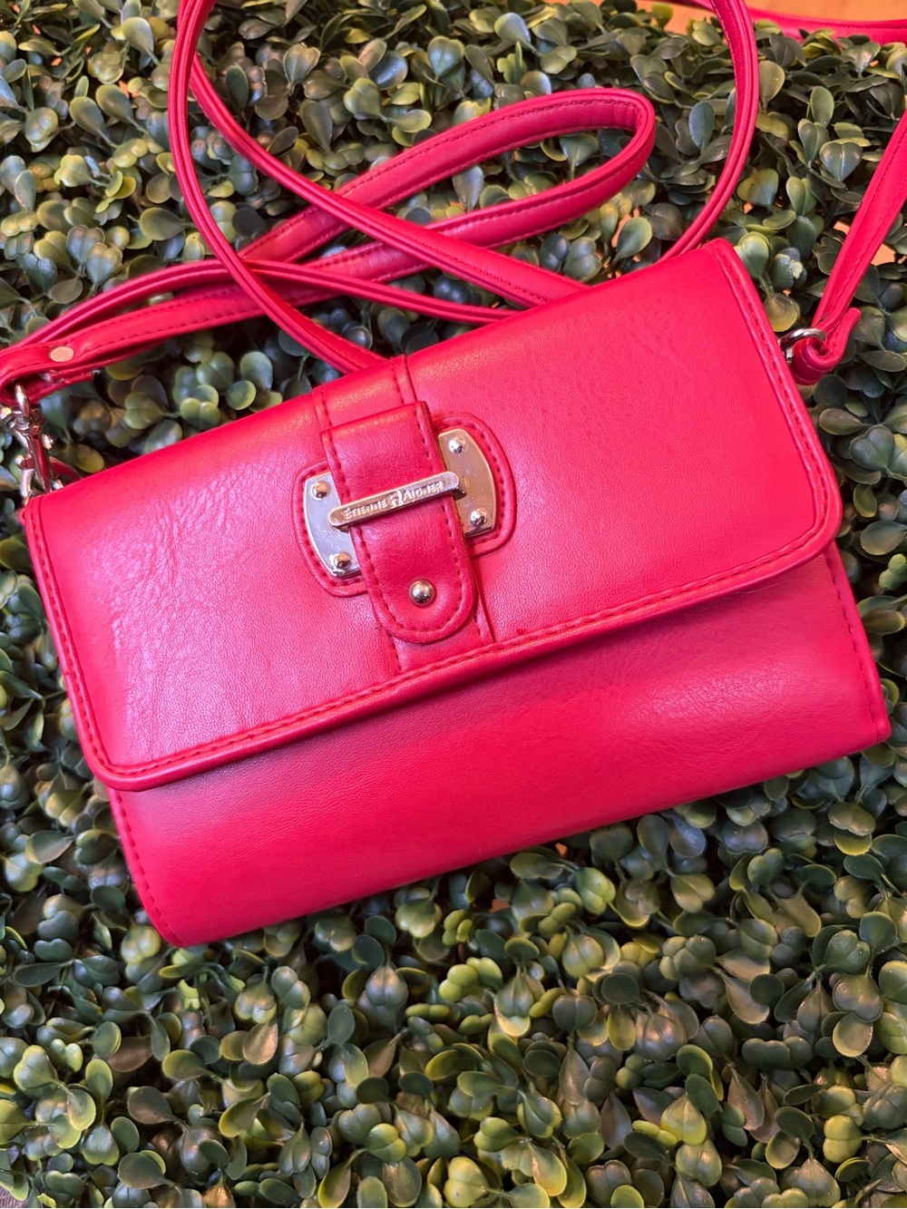 Etienne Aigner Red Crossbody Wallet Wristlet Convertible Clutch Organizer